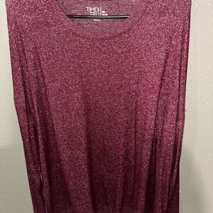 Time and Tru Women's Maroon Long Sleeve Top
